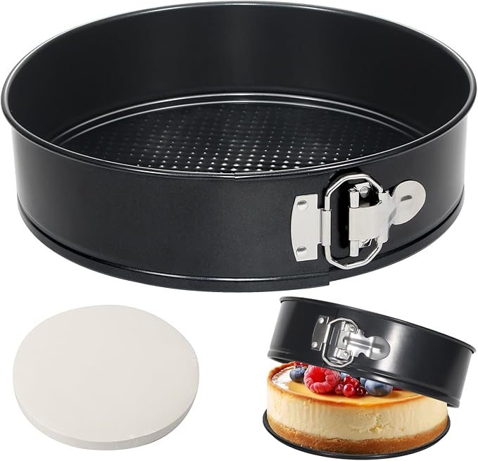 Tellshun 8 Inch Non-stick Springform Pan with 50 Pcs Parchment Paper Cheesecake Pan with Removable Bottom Baking Mold Round Leakproof