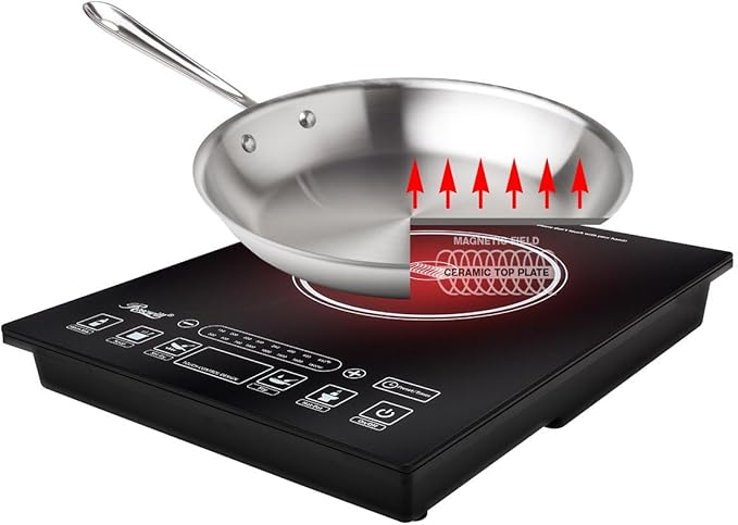 Rosewill Induction Cooker 1800 Watt, 5 Pre-Programmed Induction Cooktop, Electric Burner with Stainless Steel Pot 10" 3.5 QT 18-8, RHAI-15001