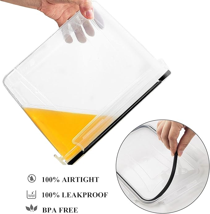 Wildone Airtight Food Storage Containers Cereal & Dry Food Storage Container Set of 6(Black Lid), Leak-proof & BPA Free, With 1 Measuring Cup & 20 Chalkboard Labels & 1 Chalk Marker