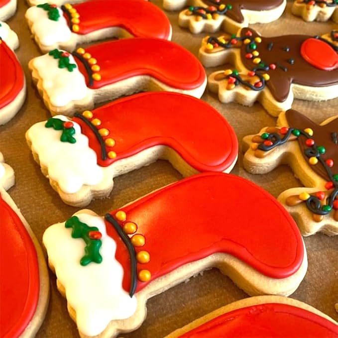 Christmas Cookie Cutters Large 6Pcs, Metal Christmas Hat Socks Candy Canes Santa Claus Ginger Man Mini Tree Shapes Cookie Cutters, 430 Stainless Steel Biscuit Fondant Doubt Cutter