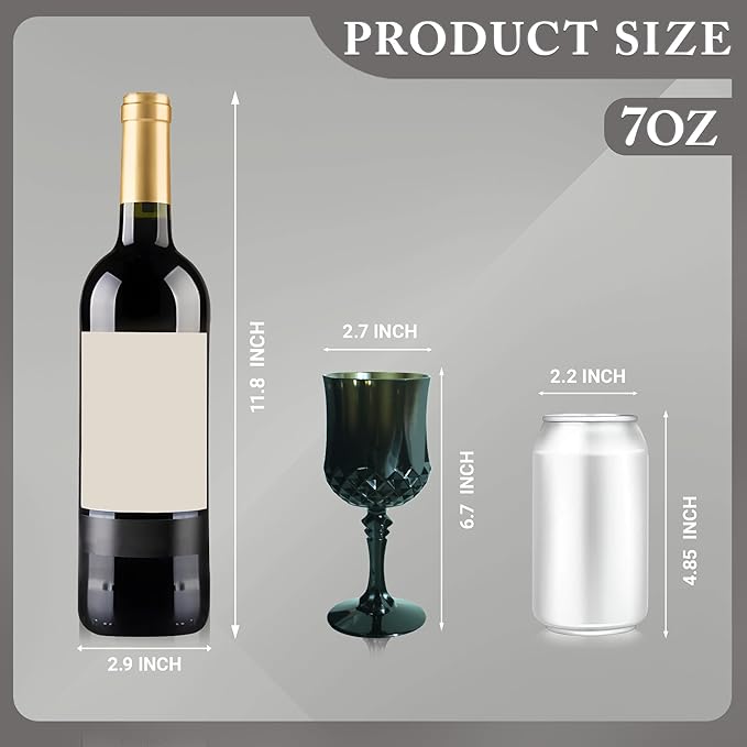 Plastic Wine Glasses，Plastic Goblets Vintage Style Cordial Drinking Glasses for Wedding Reception, Grand Event Party Supplies (24, Black)