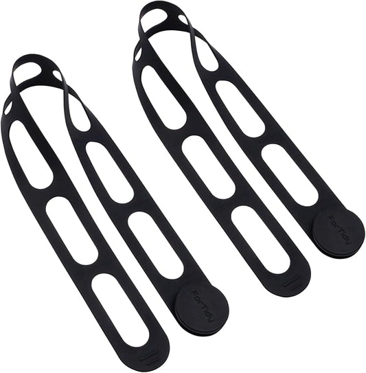 Silicone Latch Strap for Slow Cooker Lid, Pot, Bento Box, 21.65 In Reusable Elastic Self-Lock Silicone Tie for Bundling or Organizing Curtain, Cords, Yoga Mat, Camping Mat, 2pcs (Black&Black)