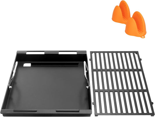 Upgrade Griddle Inserts and Grate for Weber Genesis II 300 Grills, Flat Top Griddle for Genesis II E-310/315/330/335 S-310/335 LX S/E-340, 2022 Series E-325s S-325s, Replace for Weber 6788