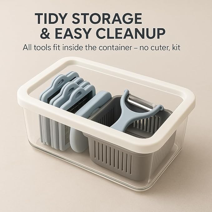 16-in-1 Vegetable Chopper, Mandoline Slicer and Food Processor - Kitchen Essentials for Effortless Food Prep - Includes Salad Spinner, Cheese Grater, Onion Chopper, French Fry Cutter, and More