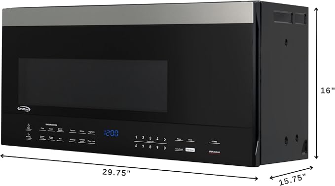 KoolMore KM-MOTSC-16BSS inch Range Microwave Oven with Sensor Cooking, 1,000 Watts and 300 CFM in Stainless-Steel and Black, UL Listed, 30 in./1.6 cu. ft