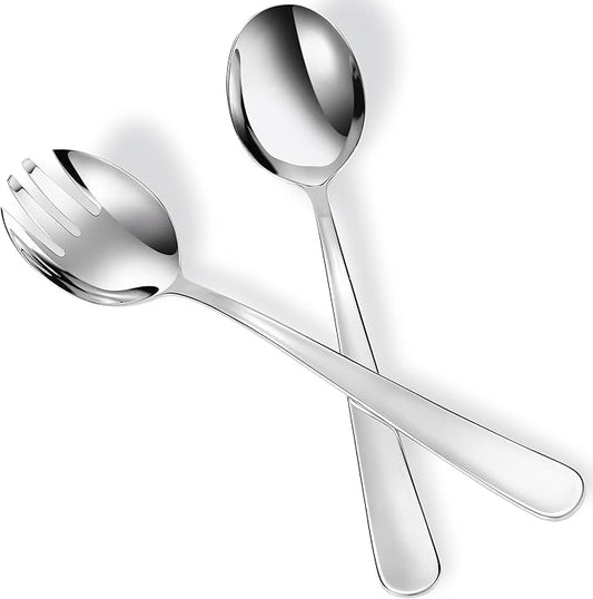 KEAWELL Premium 9.45" Louise Salad Servers, 18/10 Stainless Steel, Exceptional mirror finish, Dishwasher Safe (Salad Servers)