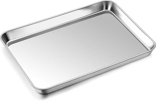 P&P CHEF 12.5 Inch Baking Cookie Sheet, Oven Pan Tray Stainless Steel Sheet Pan for Kitchen, Oven Bakeware for Multi Uses, Shiny Look & Dishwasher Safe, Healthy & Heavy Duty, 1Pc