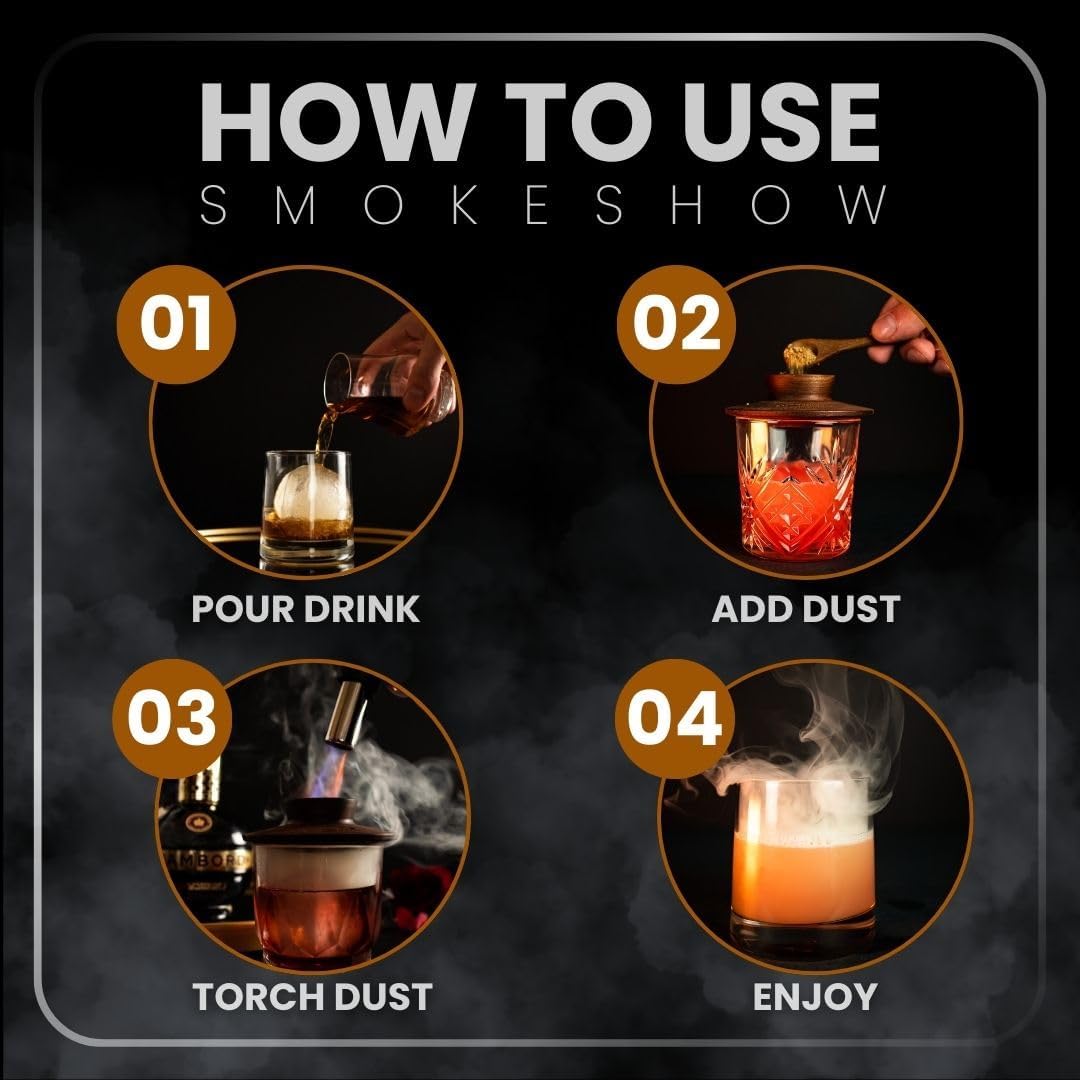 Premium Walnut Wood Cocktail Smoke with One 4 oz tin of Wood Chips. Great for Whiskey & Old Fashion. Coated in Safe Food Natural Beeswax, Non-toxic Top by Smokeshow (Hickory)