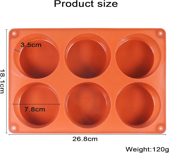 2PCS Muffin Pan, 6 Cup Silicone Cake Moulds for Baking, Silicone Muffin Cases, Non Stick Muffin Tin, Cookies Jelly Mould - BPA Free and Dishwasher Safe