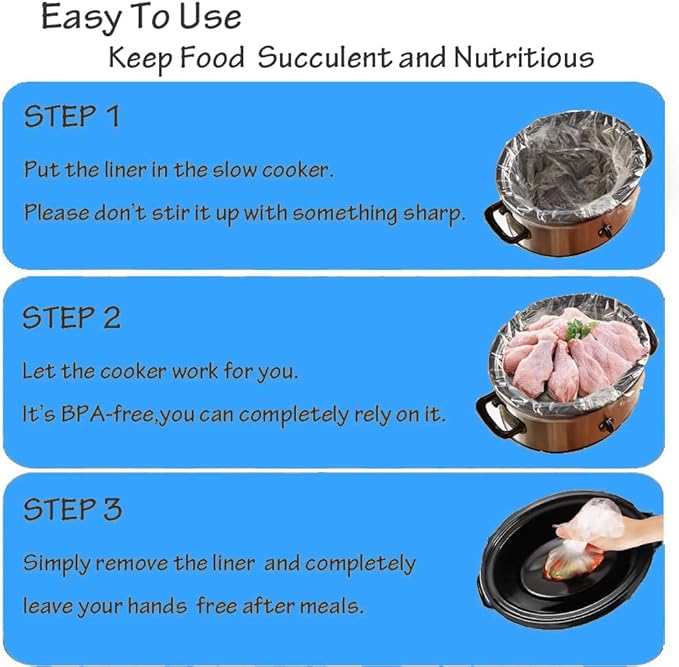 40×Slow Cooker Liners, Large pot Liner Disposable Cooking Bags, Fit 3QT to 8QT for Slow Cooker, pot, Suitable for Oval & Round Pots 13"x 21" /Bag