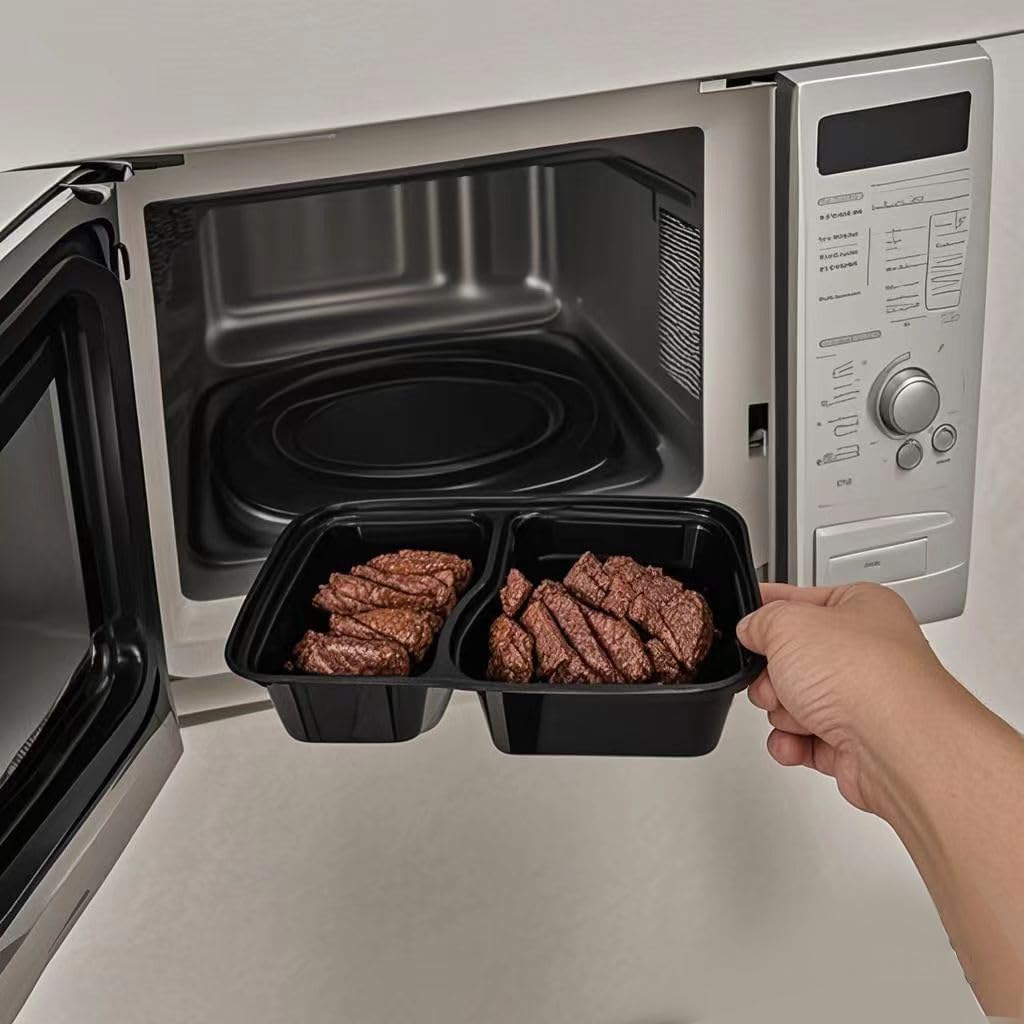 100pc 28 Oz 2-Grid Meal Prep Containers disposable, Plastic Food Take Out Containers With Lid, Take Out Containers Disposable, Reusable food storage containers,Microwave Freezer Dishwasher Safe