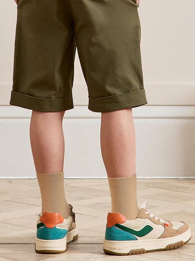 COTTON DAY Unisex Little Kids Youth Boys Girls Soft Cotton Crew Dress Socks Seamless Toe Black White Gray Navy 6 Pack