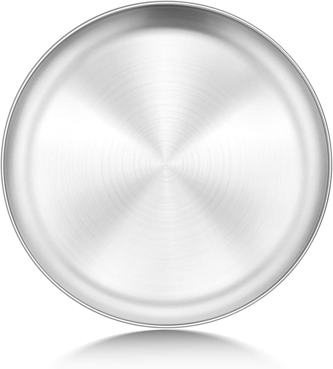 P&P CHEF Pizza Pan Bakeware for Home Kitchen, Stainless Steel Pizza Tray for Baking Pizza, Healthy & Reusable & Easy Clean, Oven & Freezer Safe, 10 Inch & Silver