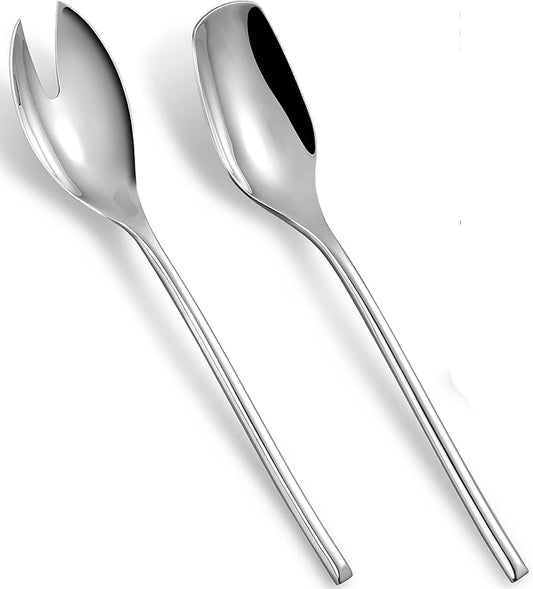 KEAWELL Premium 10" Salad Serving Set, 18/10 Stainless Steel, Mirror-Polished, Includes Salad Spoon and Fork, Set of 2