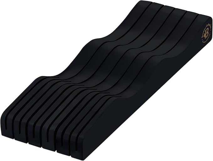 In-Drawer Knife Block - Bamboo Knife Drawer Organizer for Kitchen - Fits 5 Long + 6 Short Knives | Store Knives with Blades Pointing Down - Wooden Steak knife Holder without Knives (Black)