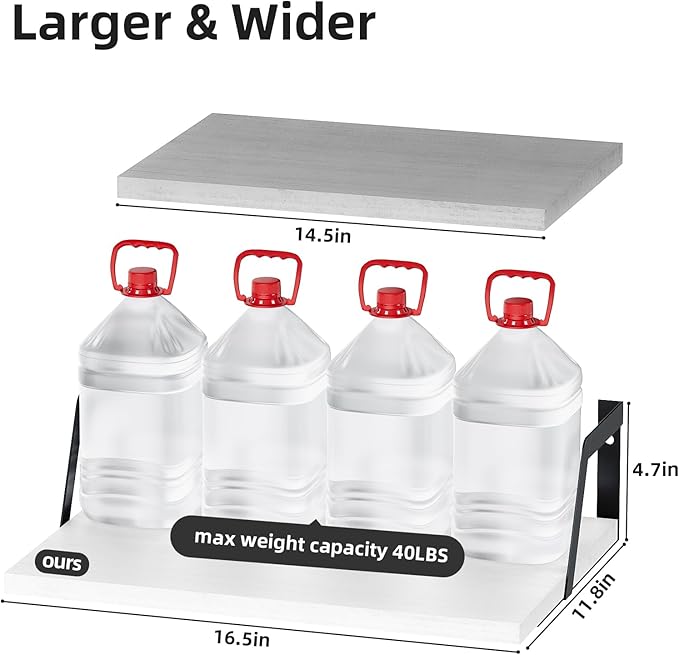 SRIWATANA Floating Shelves Wall Mounted Set of 2 Rustic Wood Shelves with Large Capacity(Washed White)