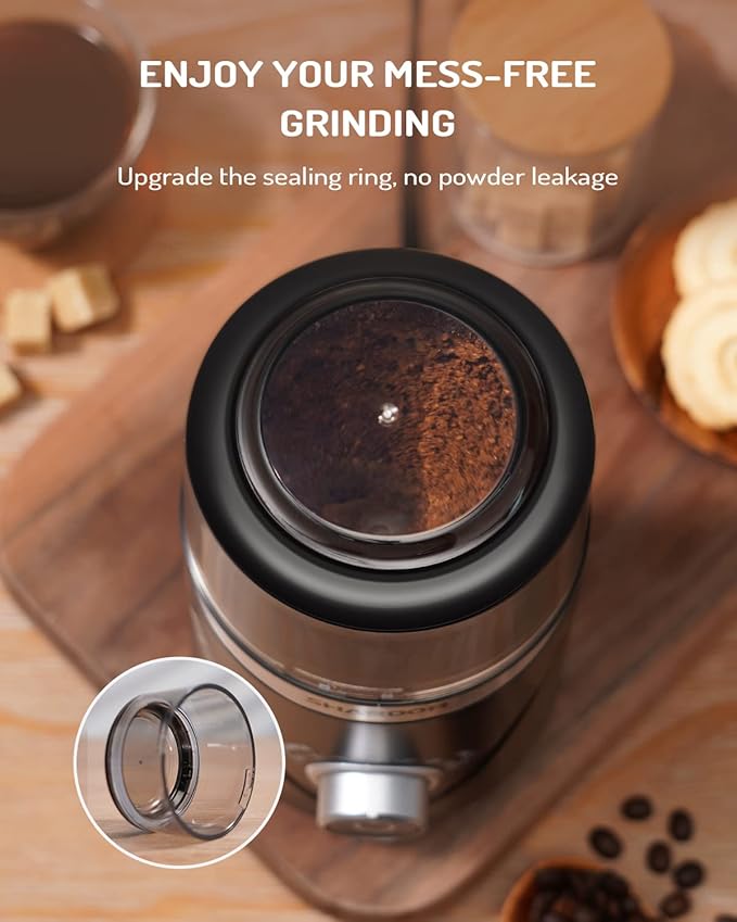 SHARDOR Electric Super Silent Blade Coffee Grinder, Timed Grind Control Rotary Knob, Adjustable Coarse to Fine for Coffee Beans, Spices & Herbs, with 1 Removable Stainless Steel Bowl, Black