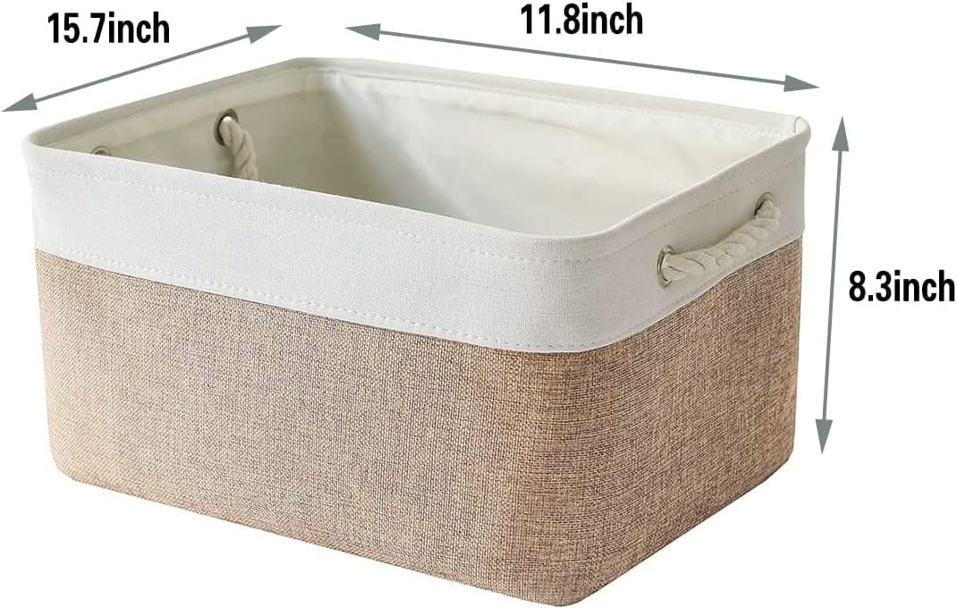 Storage Basket Fabric Sturdy Canvas Storage Bins Organizer with Handles for Clothes and Storage Foldable Storage Boxes Cubes