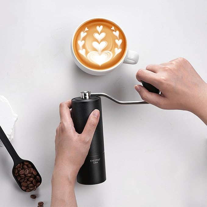 TIMEMORE Manual Coffee Grinder with Stainless Steel Espresso Coffee Bean Grinder Chestnut C3 ESP Internal Adjustable Setting, Double Bearing Positioning Black