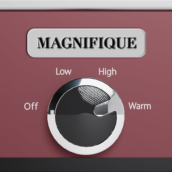[NEW] MAGNIFIQUE 4-Quart Slow Cooker with Casserole Manual Warm Setting - Perfect Kitchen Small Appliance for Family Dinners, Dishwasher Safe Crock, Red