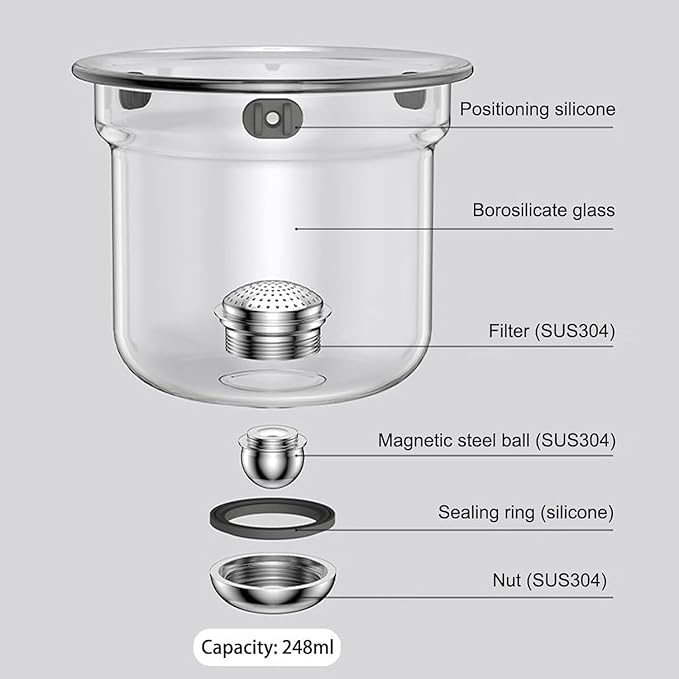 Enchanti Magic Tea Pot, 720ML Water Separation Glass Teapot with Wooden Handle, Press Control Enchanti Tea Infuser with Strainer for Loose Tea Witchcraft Tea Kettle