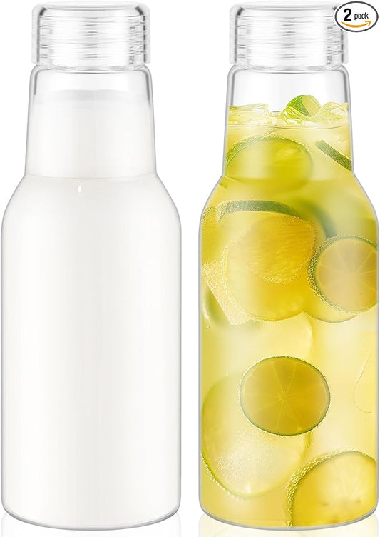 17 Oz Glass Juice Bottles with Lids, Glass Bottles, BPA Free, Borosilicate Glass for Juicing, Smoothies, Infused Water, Beverage Storage, Shaker Bottles (2 Pack)