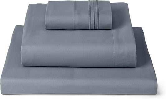 Mellanni Twin Sheets Set - 3 PC Iconic Collection Bedding - Hotel Luxury, Extra Soft, Cooling Bed Sheets - Wrinkle, Fade, Stain Resistant (Twin, Mineral Gray)