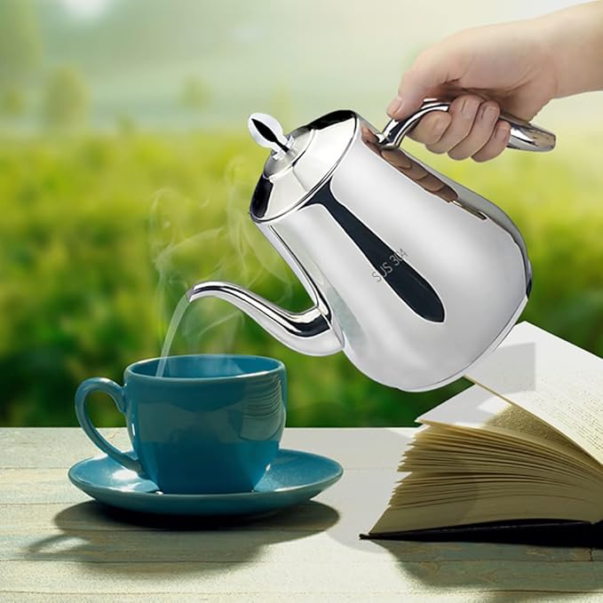 SANQIAHOME Stainless Steel Teapot with Infuser Silver 58Oz