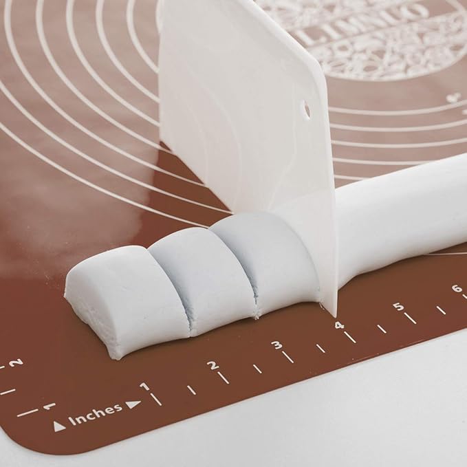 LIMNUO Silicone Baking Mat, Extra Thick Large Non Stick Pastry Mat Sheet for Dough Pie Crust Rolling Mats (Brown, M-16''(W)*20''(L))