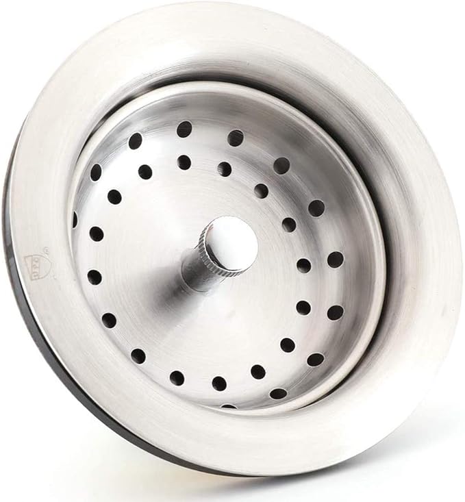 KONE 3-1/2 Inch Kitchen Sink Drain Assembly with Strainer Basket/Drain Stopper, All Stainless Steel Sink Drain Kit Durable and Rustproof