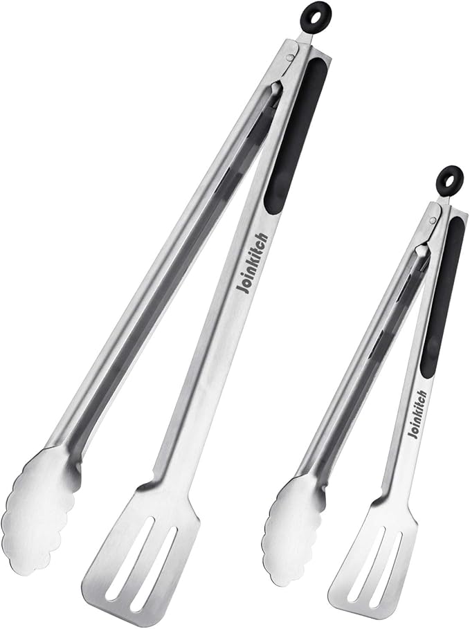 16-inch & 12-Inch Grill Tongs for Cooking BBQ Heavy Duty Extra Long Grilling Tongs, Premium Set 2 pack