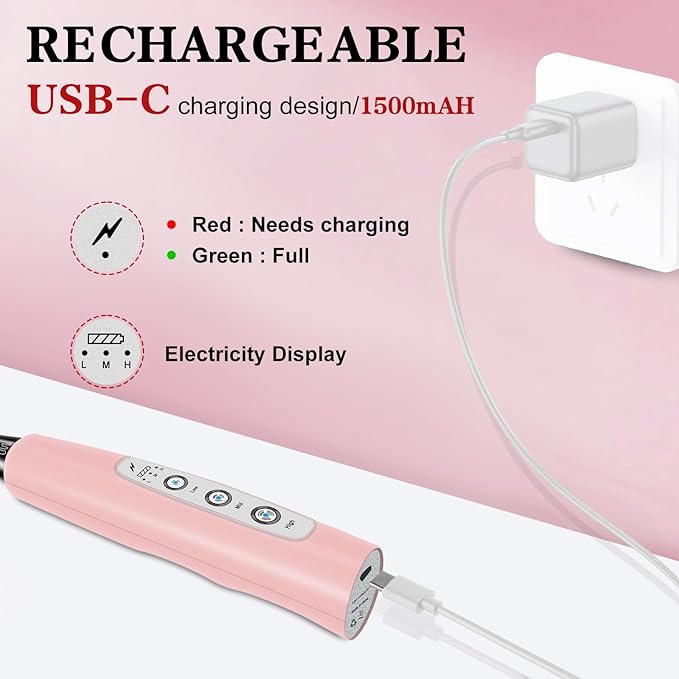 Milk Frother Handheld for Coffee, Electric Whisk 3 Speed Adjustable, Drink Mixer with Stainless 3 Whisks, Rechargeable Hand Frother Wand, Foam Maker for Latte Cappuccino Hot Chocolate Egg Pink