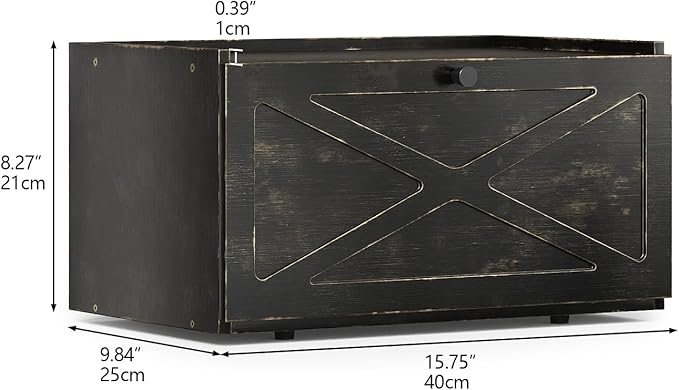 Bamboo Bread Box for Kitchen Counter Farmhouse Bread Storage Container Large Capacity Bread Storage Bin Bread Holder (Antique Back)