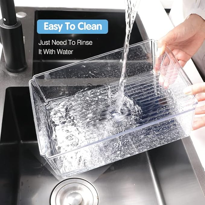 10 Pack Fridge Organizer, Stackable Refrigerator Organizer Bins with Lids, BPA-Free Produce Fruit Storage Containers for Storage Clear for Kitchen, Food, Drinks, Vegetable Storage