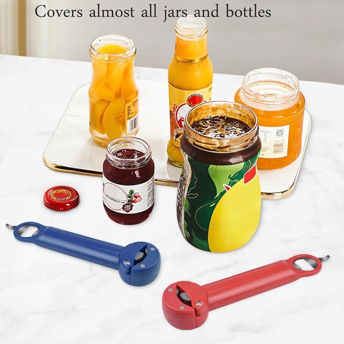 Jar Opener Bottle Opener Lid Opener for Weak Hands, Arthritic Hands, Seniors,Low Strength and Children with Beer Opener Blue