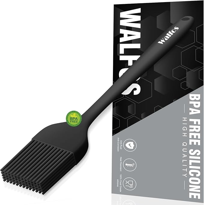 Walfos Silicone Basting Pastry Brush, Heat Resistant Pastry Brush, Perfect for Oil Butter BBQ Grill Baking Kitchen Cooking, Strong Steel Core and One-Pieces Design, BPA Free and Dishwasher safe (10")