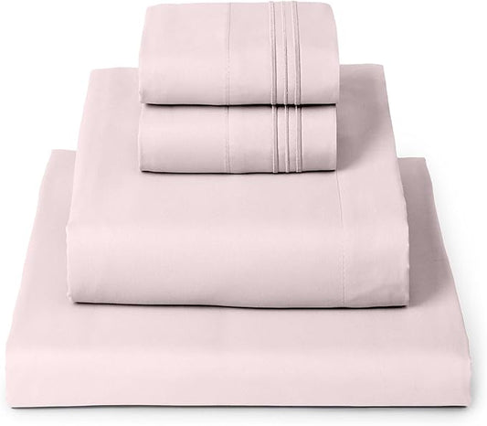 Mellanni Full Sheets Set - 4 PC Iconic Collection Bedding - Hotel Luxury, Extra Soft, Cooling Bed Sheets - Wrinkle, Fade, Stain Resistant (Full, Blush Pink)
