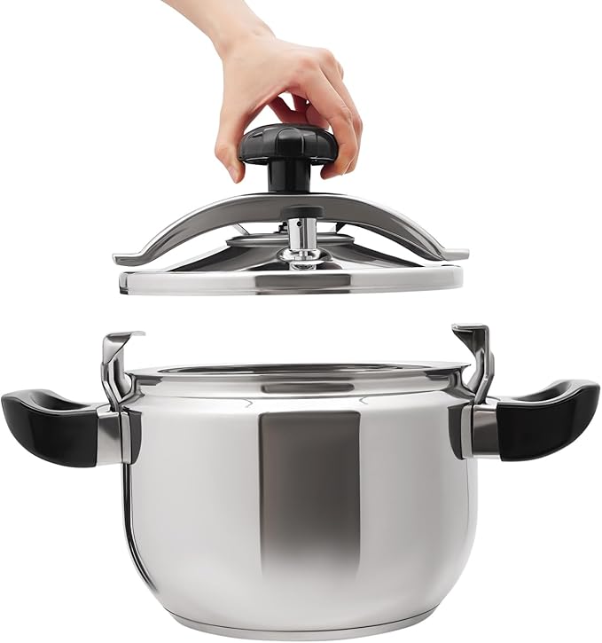 7.4 Quart Pressure Cooker Stainless Steel Pressure Canner, Large Capacity, Commercial Pressure Cooker Clamp On Type, Single Valves for Family or Commercial Use (7.4 Qt)
