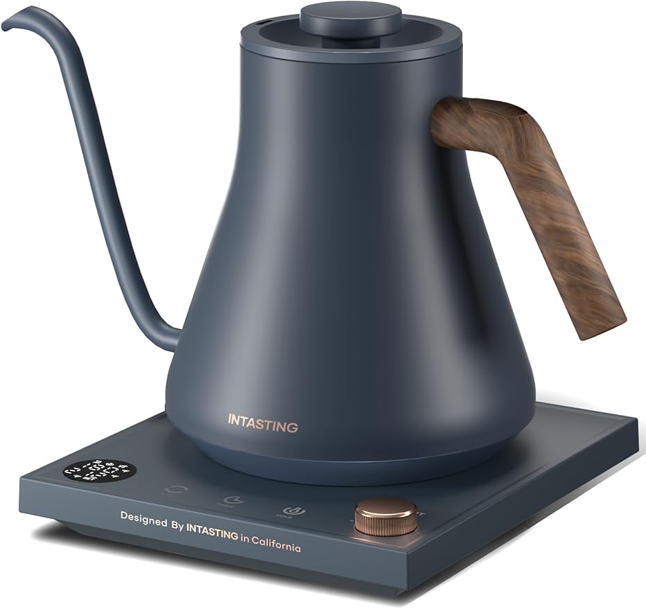 Electric Kettles, Gooseneck Electric Kettle, ±1℉ Temperature Control, Stainless Steel Inner, Quick Heating, for Pour Over Coffee, Brew Tea, Boil Hot Water, 0.9L Navy Blue