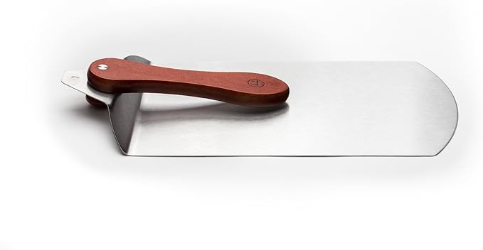 Outset Stainless Steel Pizza Peel with Collapsible Rosewood Handle, 20-Inch Overall, 12-Inch x 7.75-Inch Spatula Area, Silver