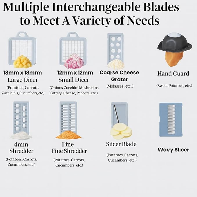 16-in-1 Vegetable Chopper, Mandoline Slicer and Food Processor - Kitchen Essentials for Effortless Food Prep - Includes Salad Spinner, Cheese Grater, Onion Chopper, French Fry Cutter, and More