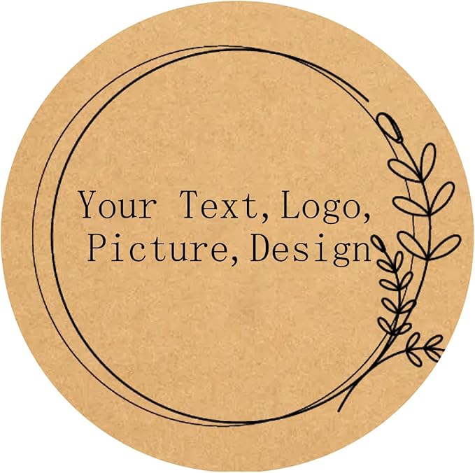 Custom Stickers Kraft Paper Labels Personalized Withe Text, Business Logo Customized Food Jars Labels Bakery Label Sticker Package Favor Canning Circle 100pcs (Style 3)