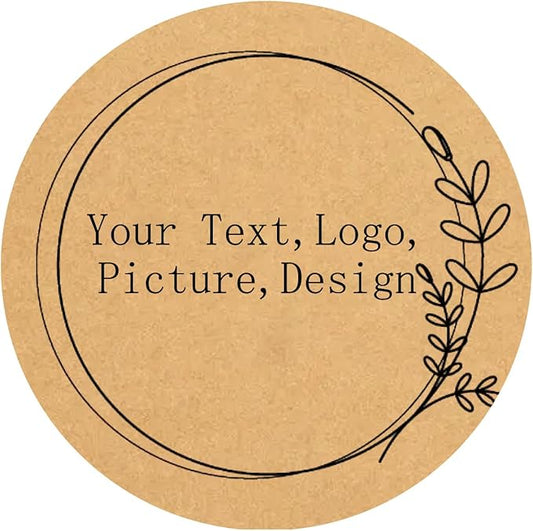Custom Stickers Kraft Paper Labels Personalized Withe Text, Business Logo Customized Food Jars Labels Bakery Label Sticker Package Favor Canning Circle 100pcs (Style 3)