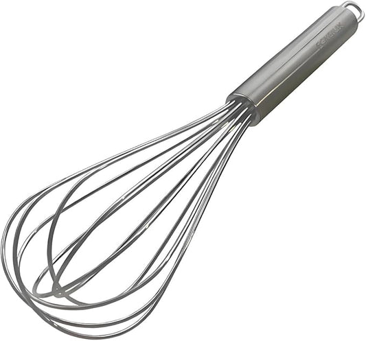 8-Inch Stainless Steel Whisk, Handheld Egg Beater for Mixing Batter, Whipping Cream