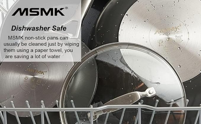 MsMk 10 Inch Frying Pan Nonstick with Lid, Induction Fry Pan with Lid, Titanium and Diamond Non Stick Coating From USA, for Induction, Ceramic and Gas Cooktops, Oven Safe 10 Inch Skillet Nonstick