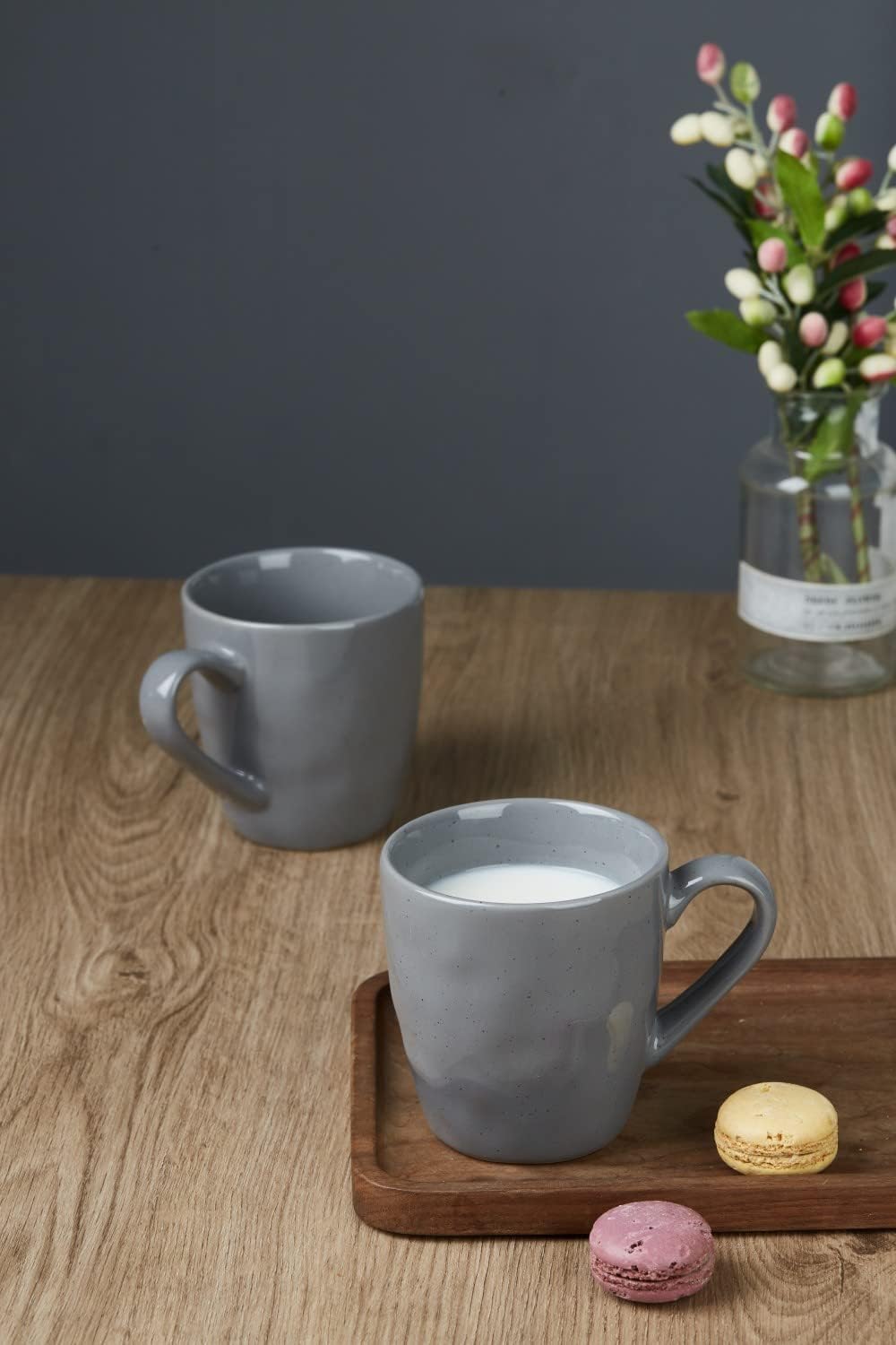 famiware Mars 4 Pieces Coffee Mug, 14 oz Tea Mug, Catering Mugs with Handle for Coffee, Tea, Cocoa, Milk, Dark Gray