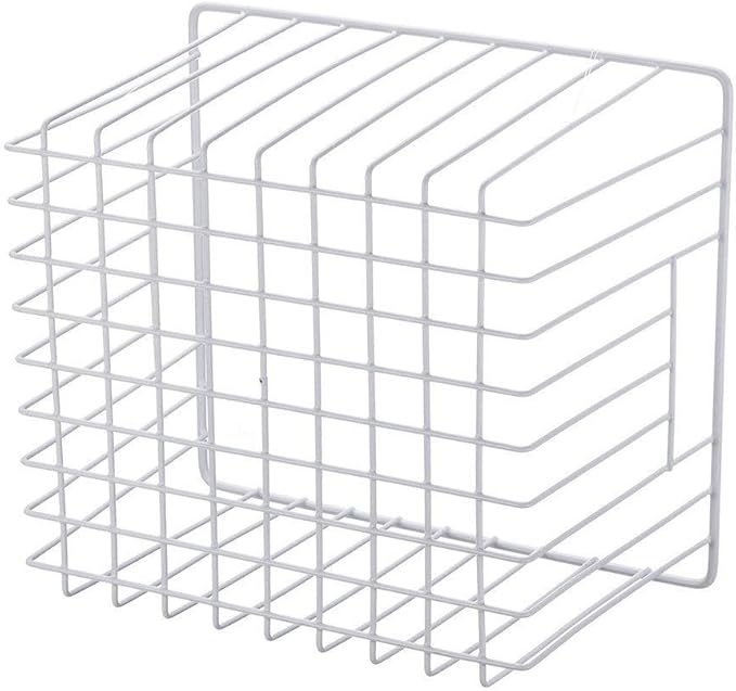 Slideep Fridge Freezer Baskets, Wire Storage Organizer Basket, Household Refrigerator Bin with Built-in Handles for Cabinets, Pantry, Closets, Bedrooms White - Set of 2