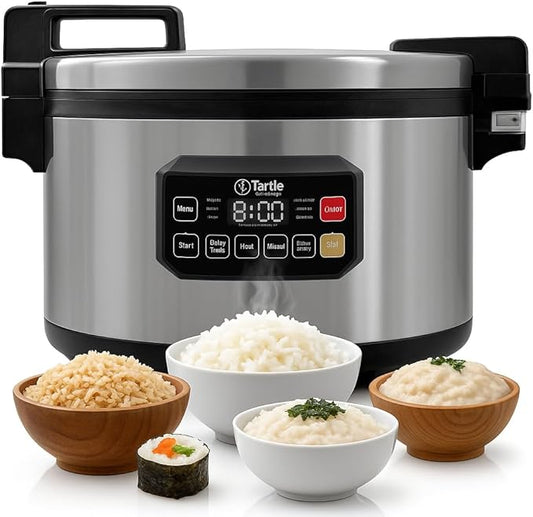 Commercial Large Multi-Function Rice Cooker - Professional 72 Cup Cooked (36 Cup Uncooked) Rice Maker Cooker With Non Stick Pot & Hinged Lid - Brown Rice, Sushi Rice and more