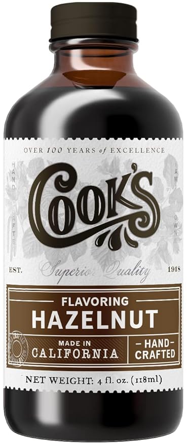 Cook's, Pure Hazelnut Flavor, Perfect for Baking and Cooking, Certified Kosher, Gluten Free, Allergen Free, Vegan, 4 oz