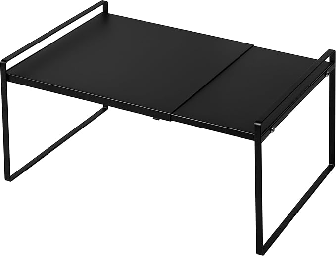 Nxconsu Expandable Cabinet Shelf Organizer Riser for Kitchen Pantry Cupboard Under Sink Countertop Home Storage Organization Rack Space Saver Freestanding Heavy Duty Nonslip Stackable Black X Large